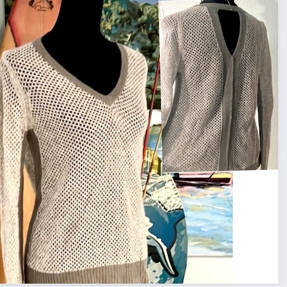 🔥Quinn Cashmere, Gorgeous & Unique Cashmere Sweater, Soft Gray,Compare! Size S - Picture 1 of 16